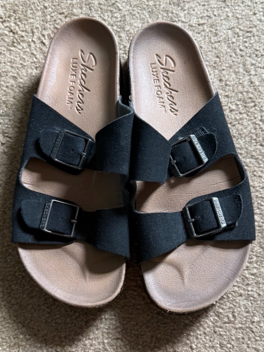 Skechers Arch Fit Adjustable Sandals Women’s Size 8 Black Comfort